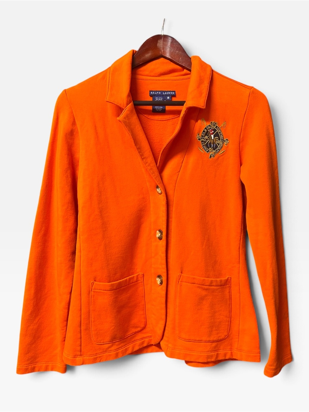 Ralph Lauren blue label crested jacket medium in orange coffin blended